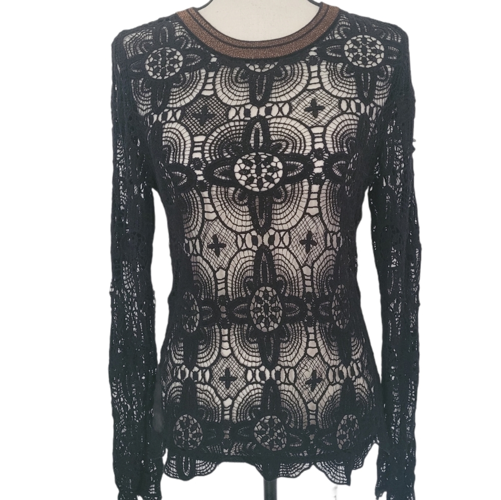 INC Black lace top